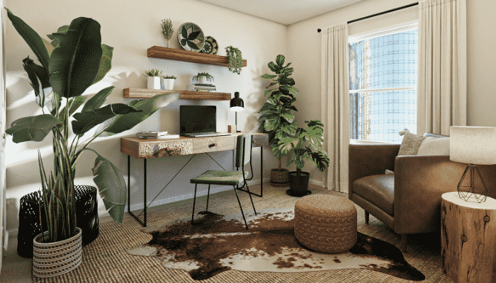 decoração com plantas no home office