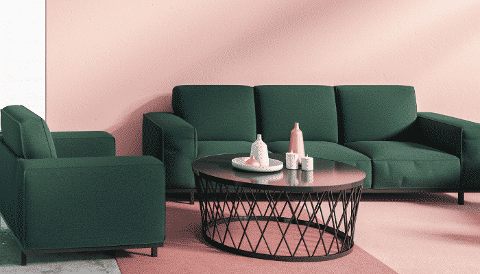 decoração em cor verde e rosa