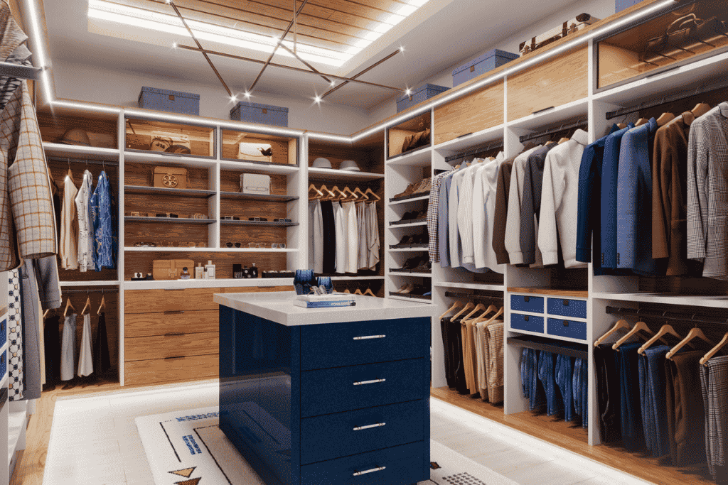 ideias de ilha para closet