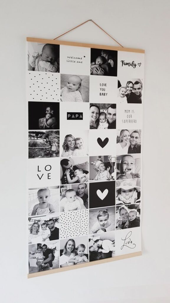 decoração com fotos na parede