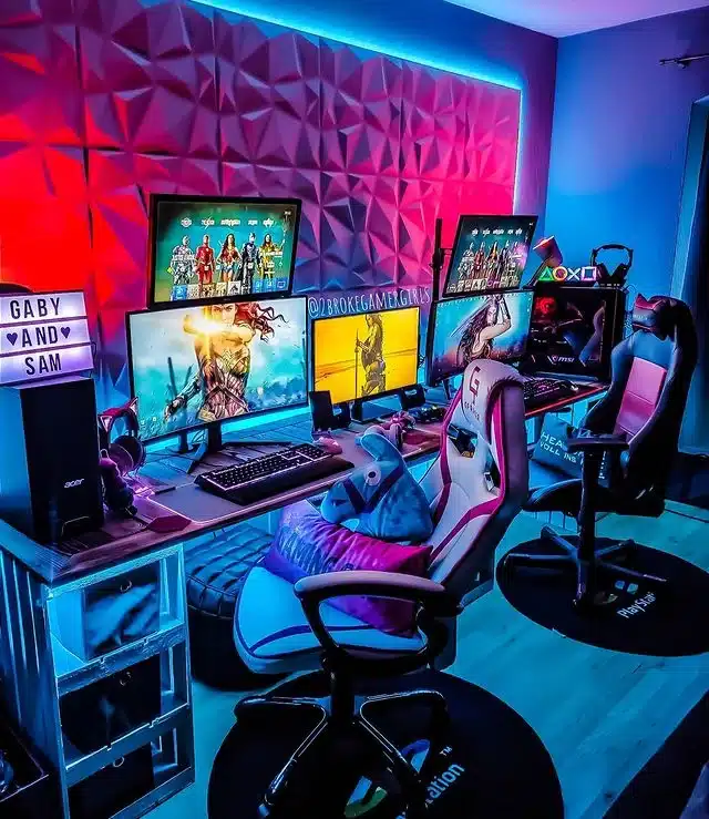 decoração para espaço gamer compartilhado