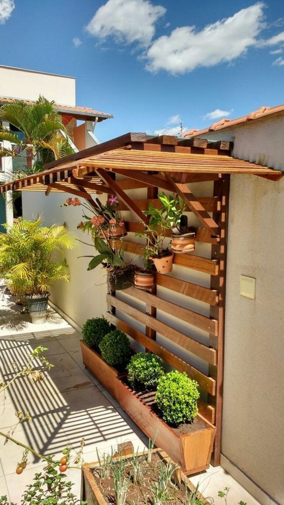 decoração jardim com madeira
