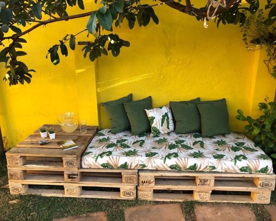 decoração jardim com madeira