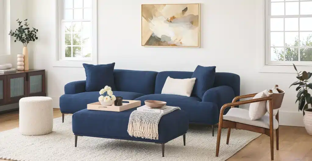 sofá azul marinho para sala
