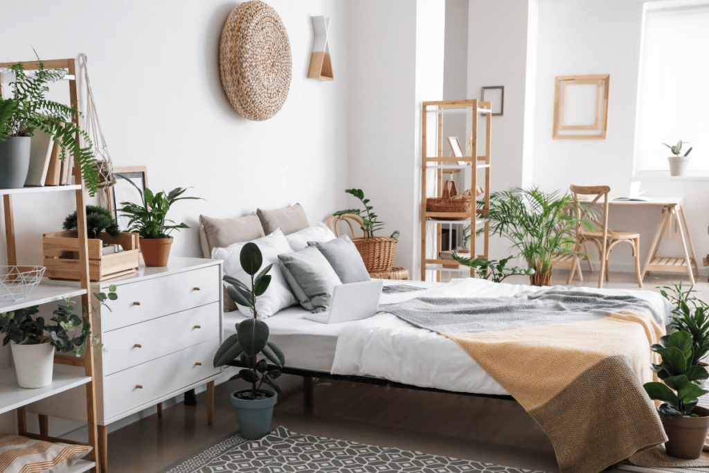 decoração com plantas no quarto