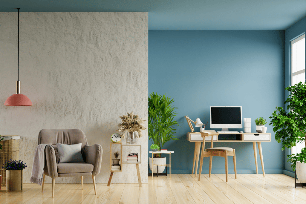 home office na sala de estar