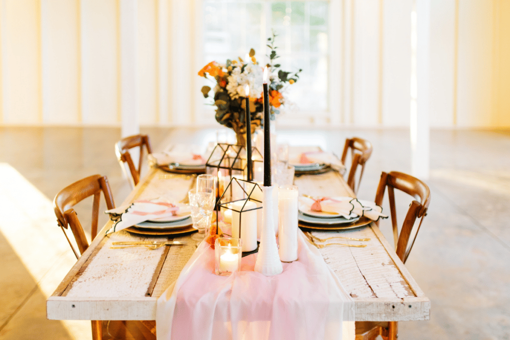 Decoração bonita para mesa de jantar