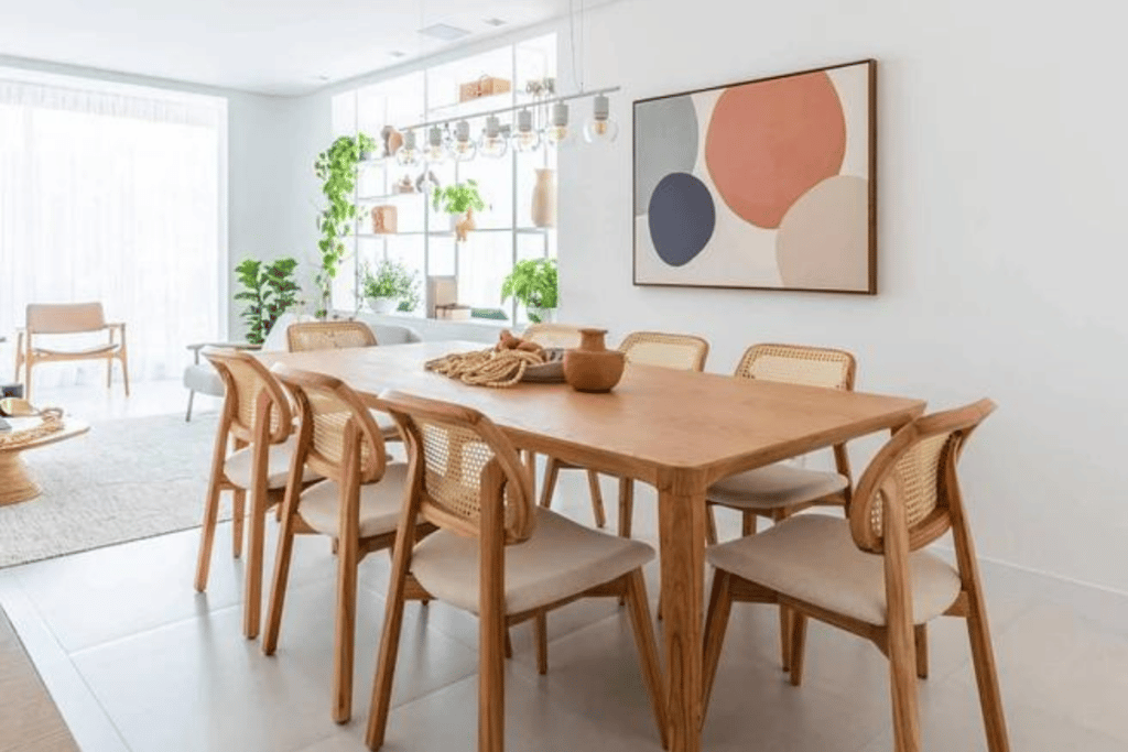 Decoração de apartamento claro com madeira