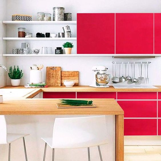 vermelho cereja na decoracao de cozinha