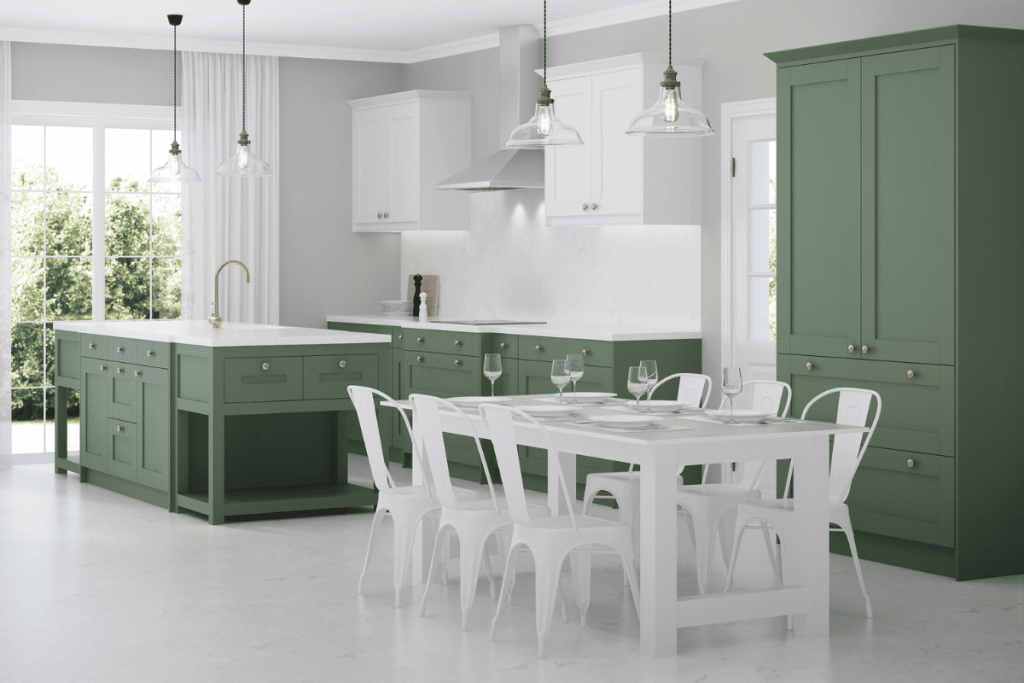 cozinha com elementos verde