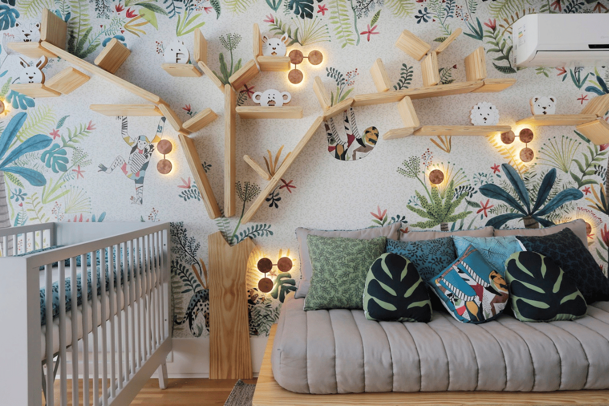 tema florestal em quarto de bebê