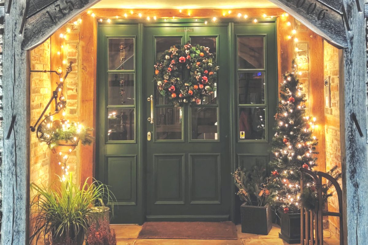 decoração de Natal para a porta de entrada