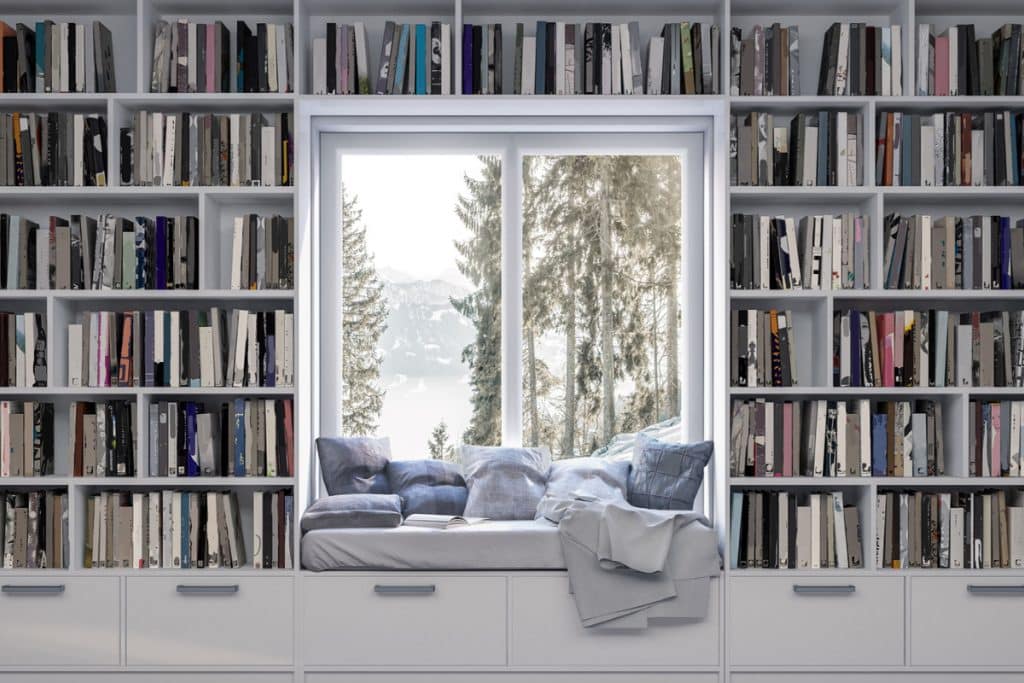 espaço relaxante para leitura em casa