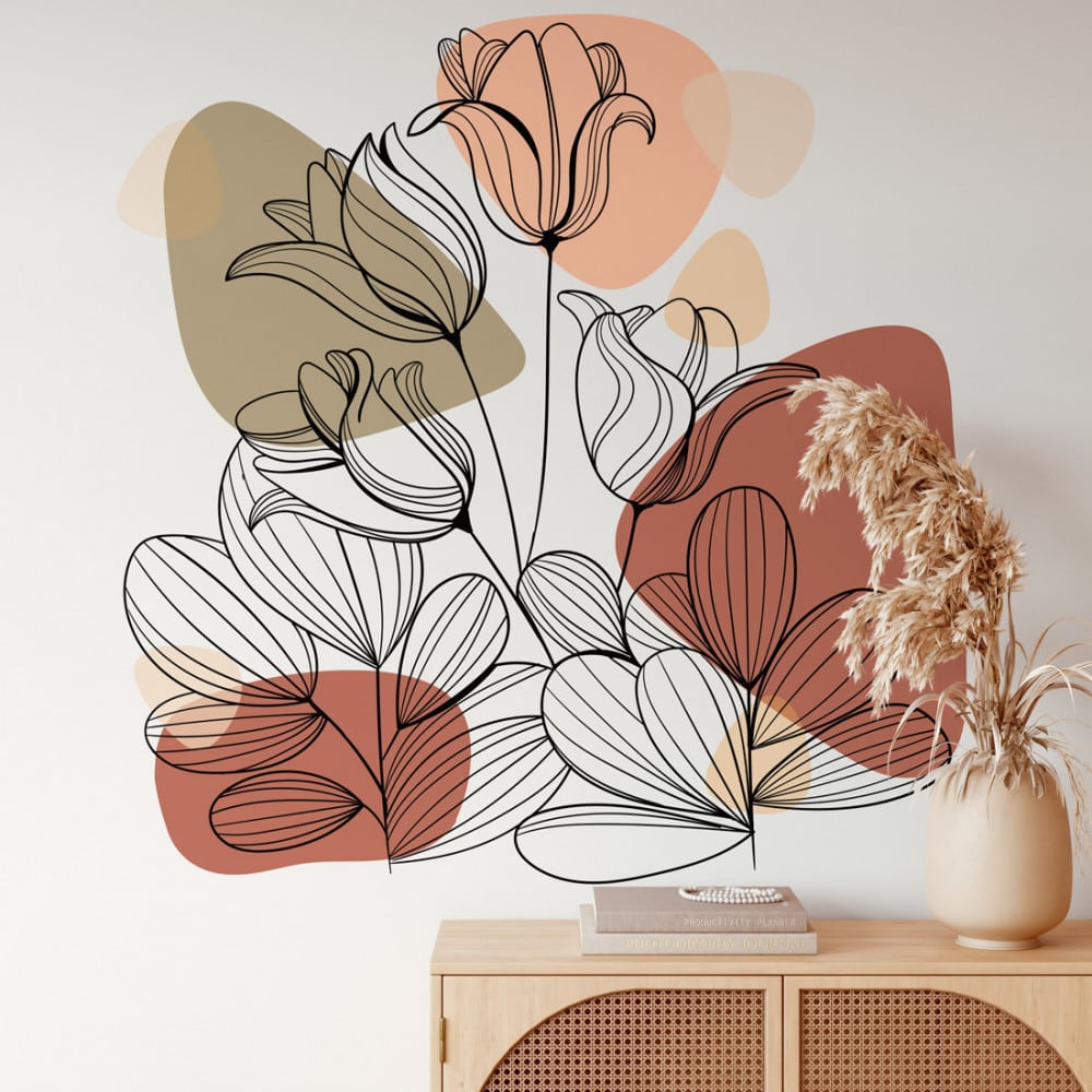 decoracao com adesivo floral