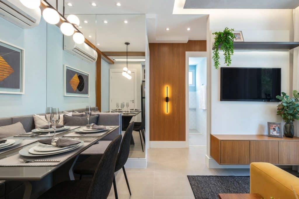 sala de jantar integrada com sala de estar