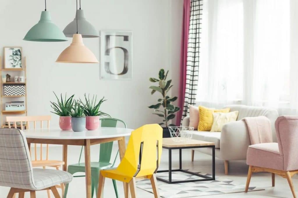 cor pastel na decoração de interiores