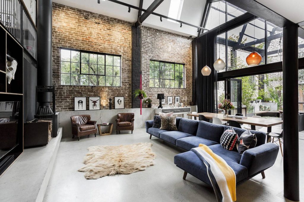 sala de estar no estilo industrial