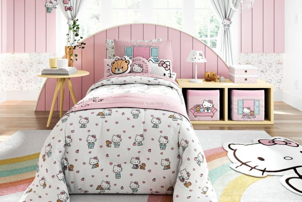 Decoração da Hello Kitty para quarto infantil feminino