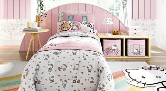 Decoração da Hello Kitty para quarto infantil feminino