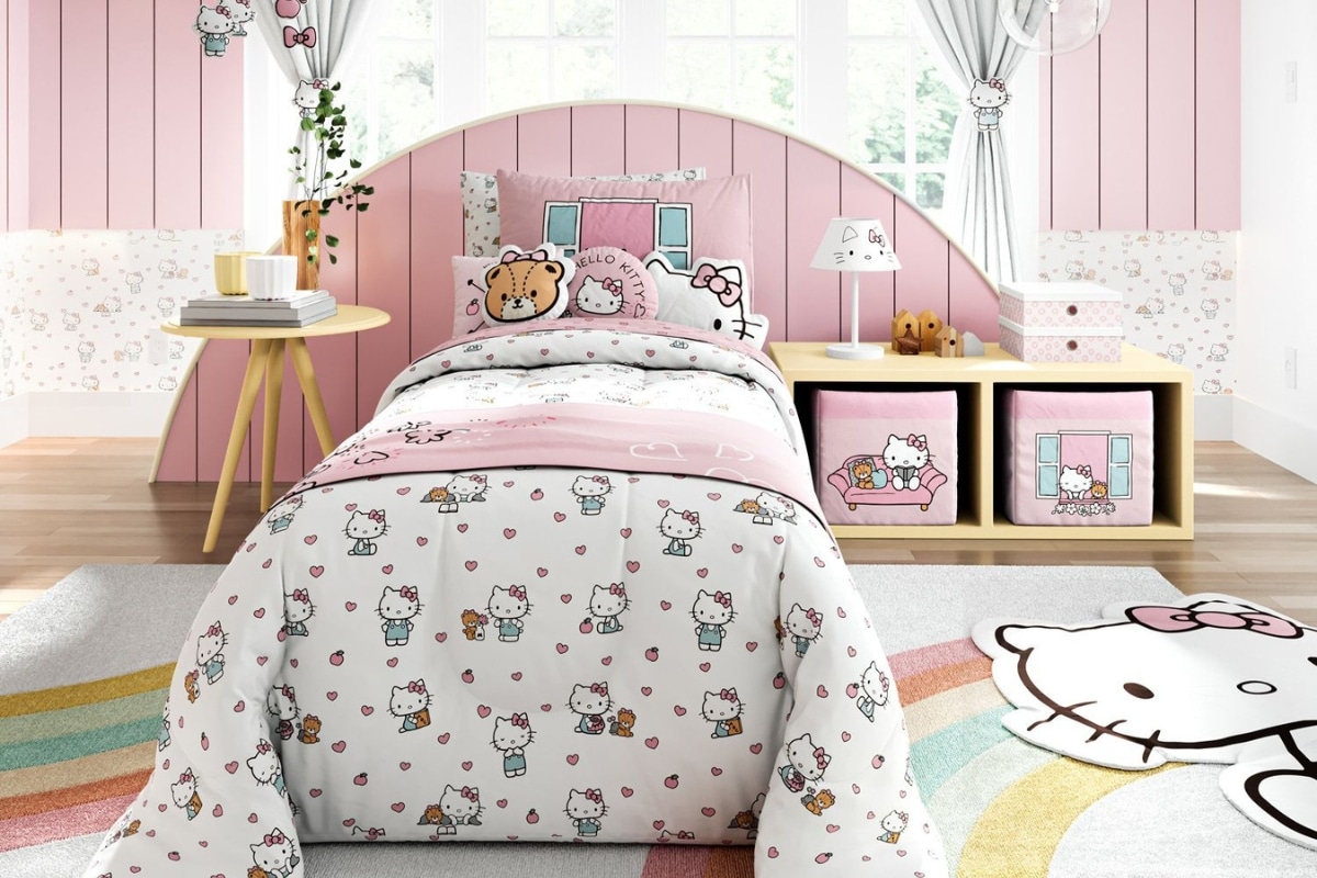 Decoração da Hello Kitty para quarto infantil feminino