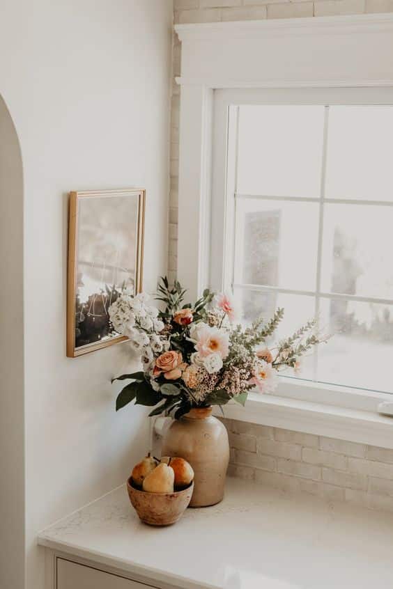 flor na decoracao da cozinha