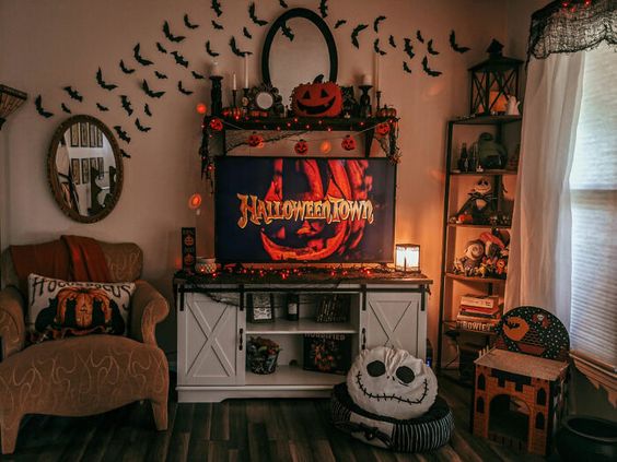 decoracao sala de estar halloween
