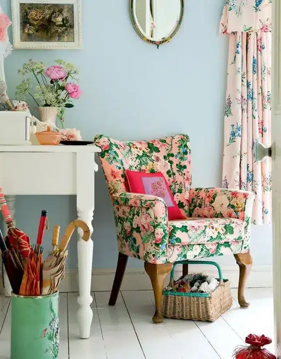 estampa vintage no quarto