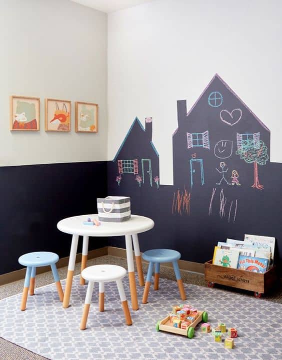 lousa de parede no quarto infantil