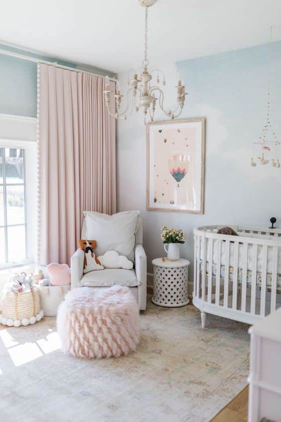 cortina rosa para quarto de bebe