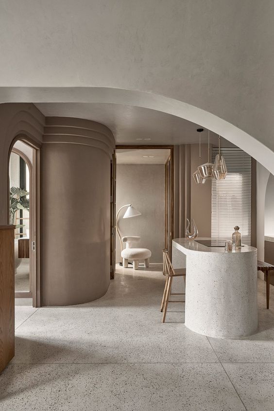 paredes e tetos curvos na decoracao de interiores