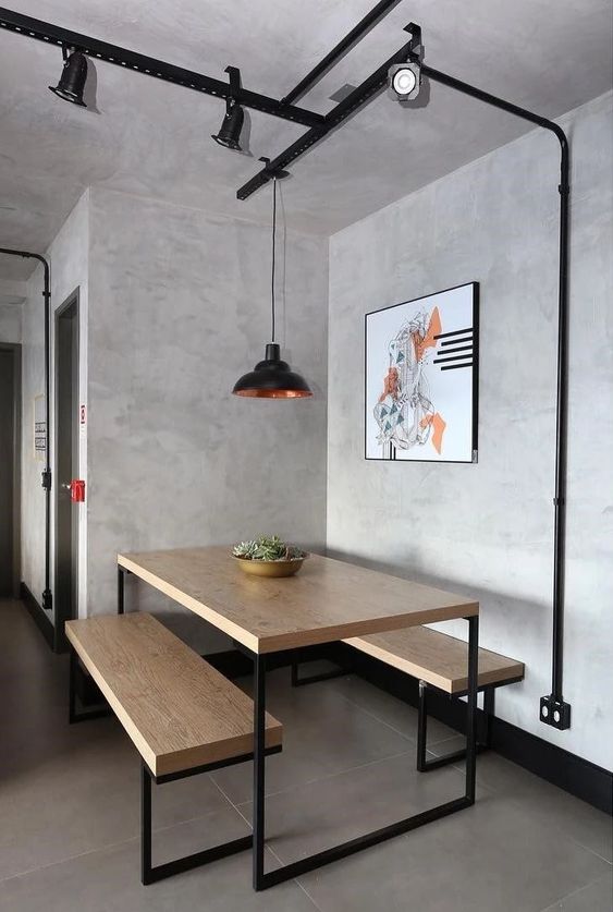 sala de jantar no estilo industrial