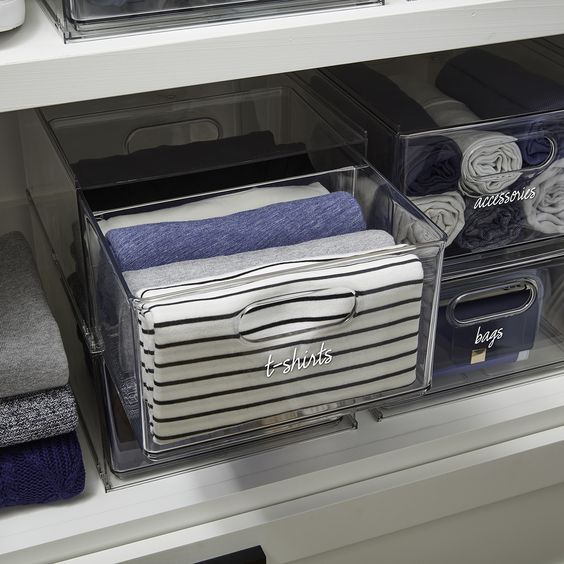 caixa organizadora para roupas de acrilico