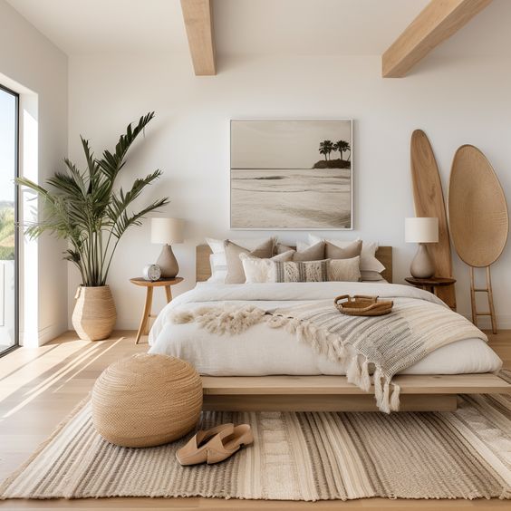 quarto decorado em tons neutros