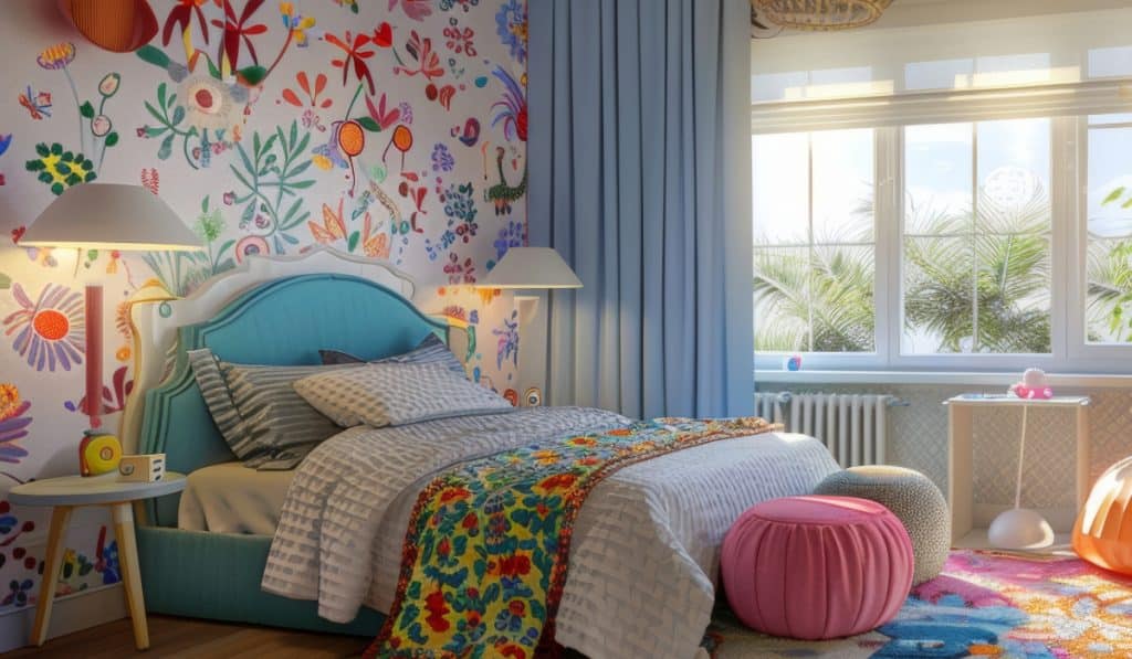 papel de parede floral para quarto infantil