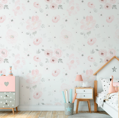papel de parede floral para quarto infantil