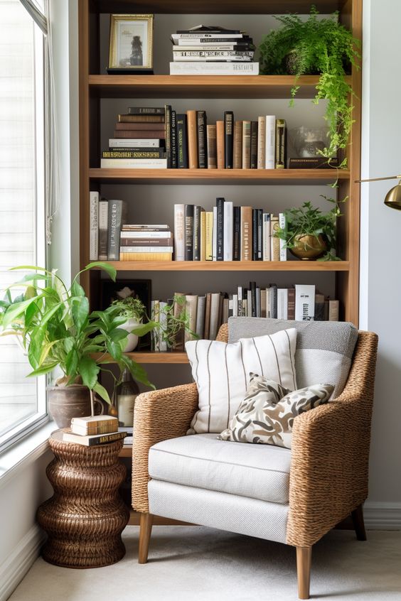 biblioteca pequena em casa
