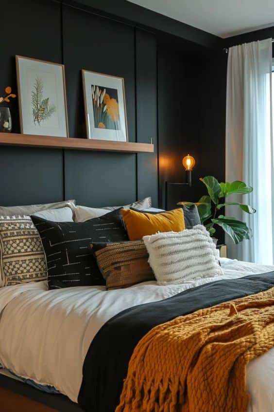 decoracao em tons escuros para quarto