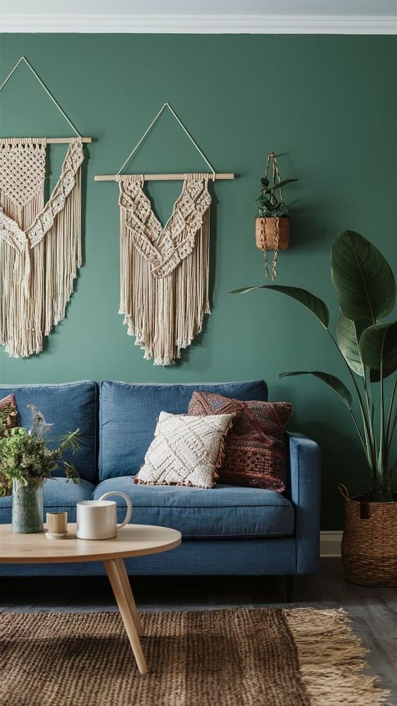 macrame na parede da sala